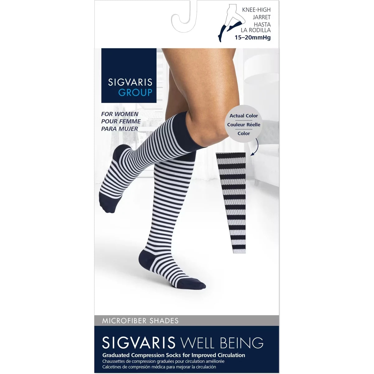 Sigvaris Microfiber Shades Compression Socks, Men, Onyx Stripe - Size A product image