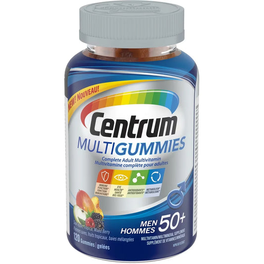 Centrum MultiGummies Men 50+ Multivitamin and Multimineral Supplement, 120 Count front package