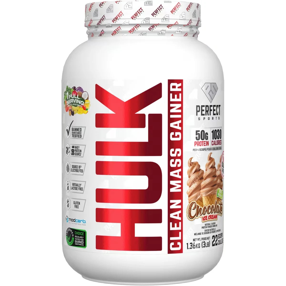 Perfect Sports Hulk Mass Gaine Chocolate Ice Cream front package