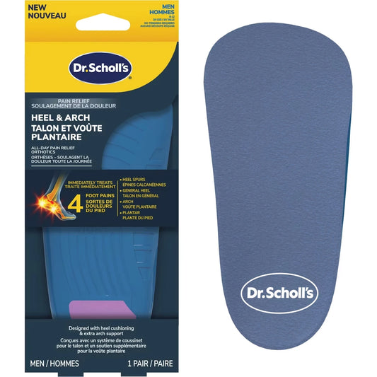 Dr. Scholl's Heel & Arch All-Day Pain Relief Orthotics, Men, Size 8-14 front package