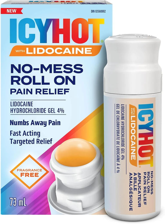 Icy Hot Lidocaine 4% No-Mess Roll-On Pain Relief, 73 mL Gel product image