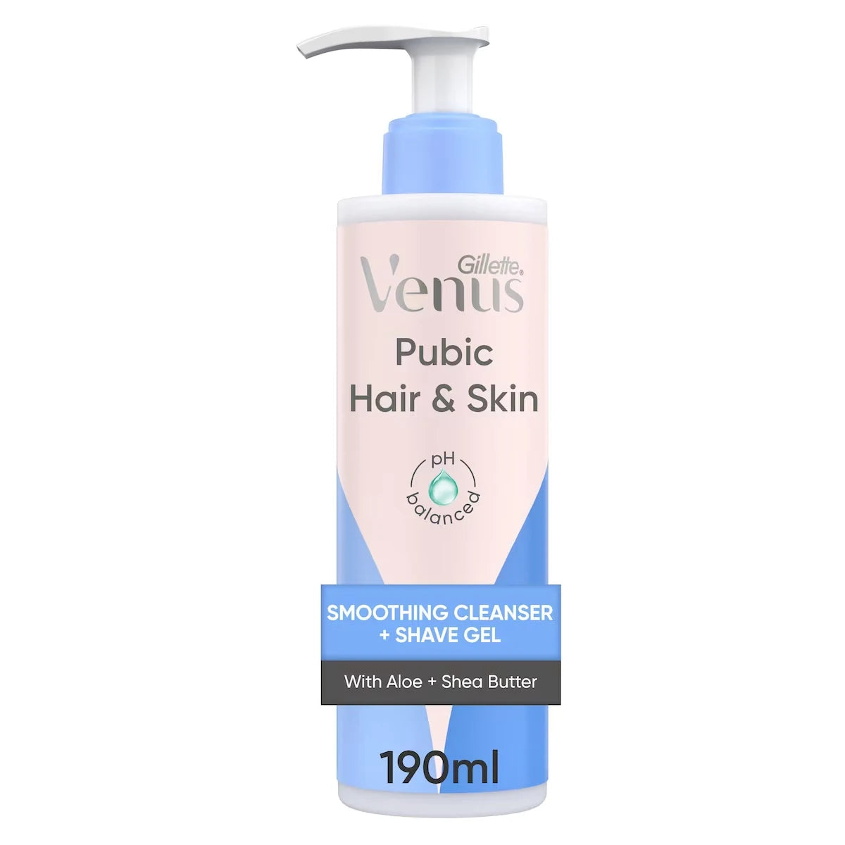 Venus Pubic Hair & Skin Smoothing Cleanser + Shave Gel, Bikini Zone Shave Gel front package