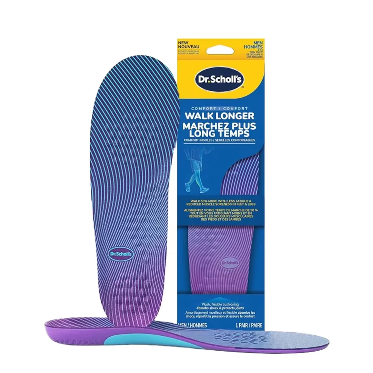 Dr. Scholl's Walk Longer Insoles, Men, Size 8-14 product image