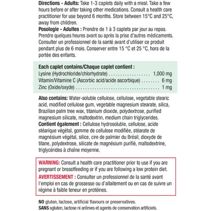 Jamieson Lysine + Zinc & Vitamin C 1000mg product detail