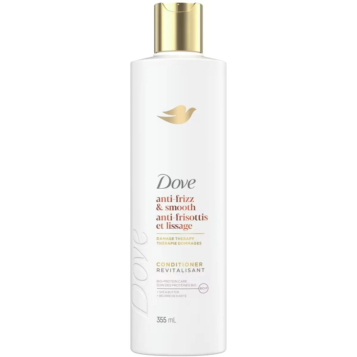 Dove Anti-Frizz & Smooth Conditioner for Frizz-Prone Hair with Liquid Bio-Protein care 355 ML front package