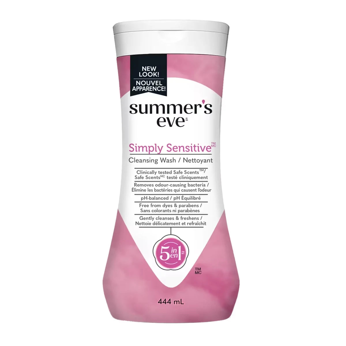 Summer's Eve 5 in 1 Simply Sensitive Cleansing Wash front package