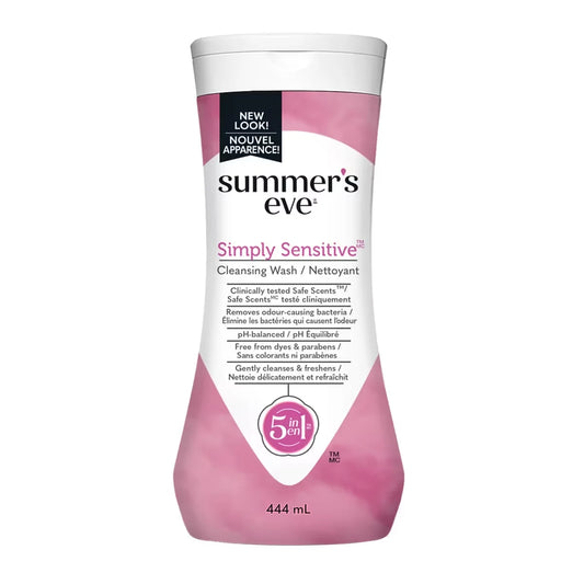 Summer's Eve 5 in 1 Simply Sensitive Cleansing Wash front package