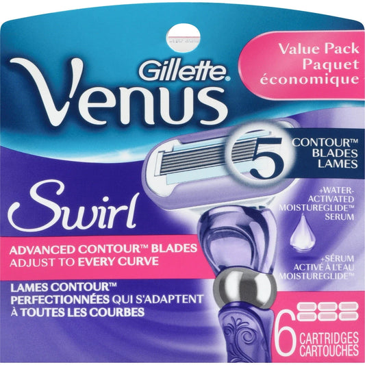 Venus Gillette Swirl Women's Razor Blade Refills, 6 Refills front package