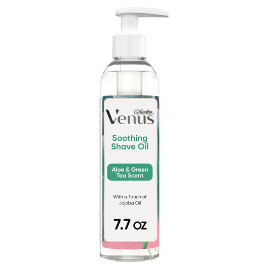 Venus Soothing Shave Oil, Aloe & Green Tea Scented front package