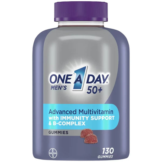 One A Day Men 50 Plus Multivitamin Gummies- Advanced Multivitamin Gummy with Immunity Support & B-Complex, 130 gummies product package