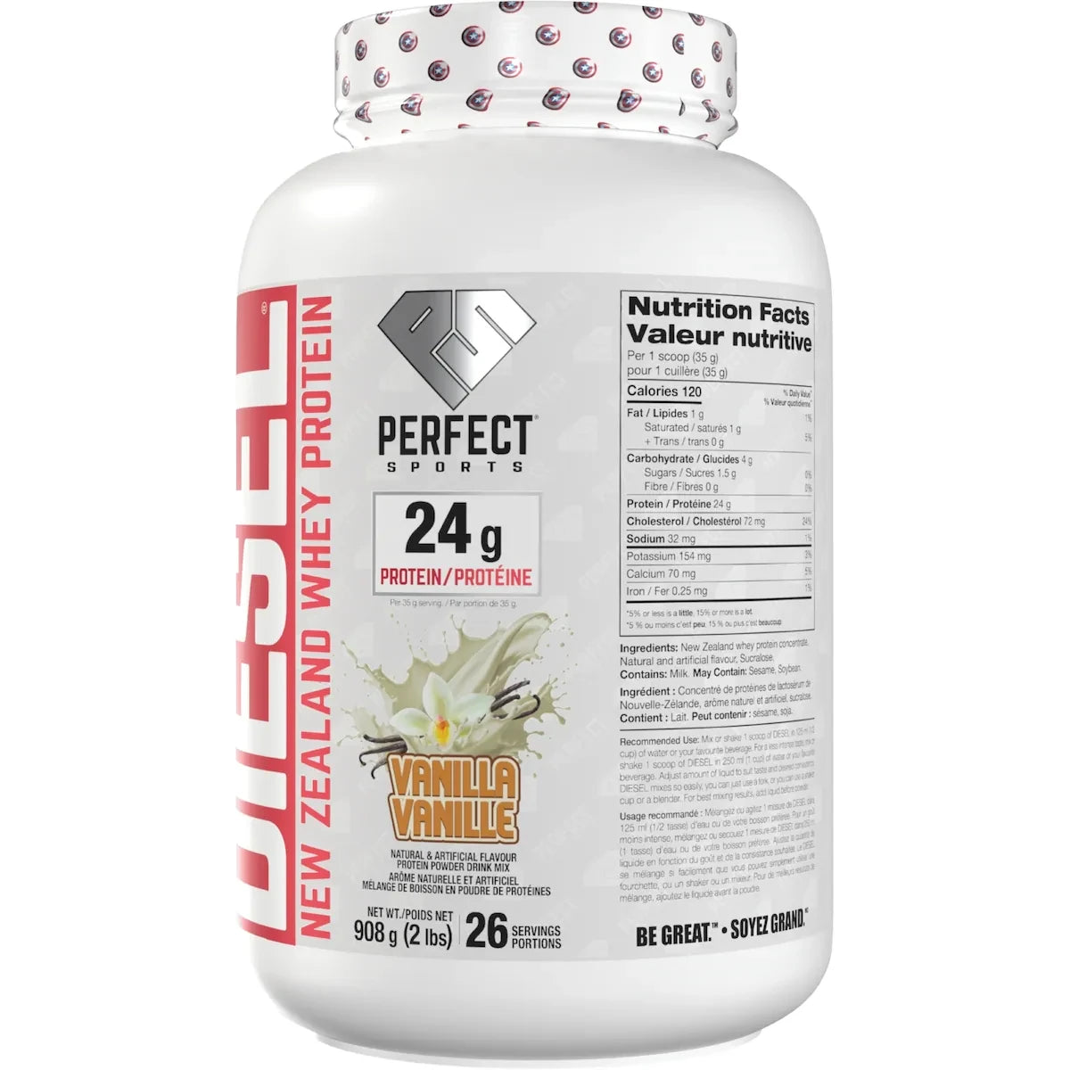Perfect Sports Diesel New Zealand Whey Protein Vanilla product detail