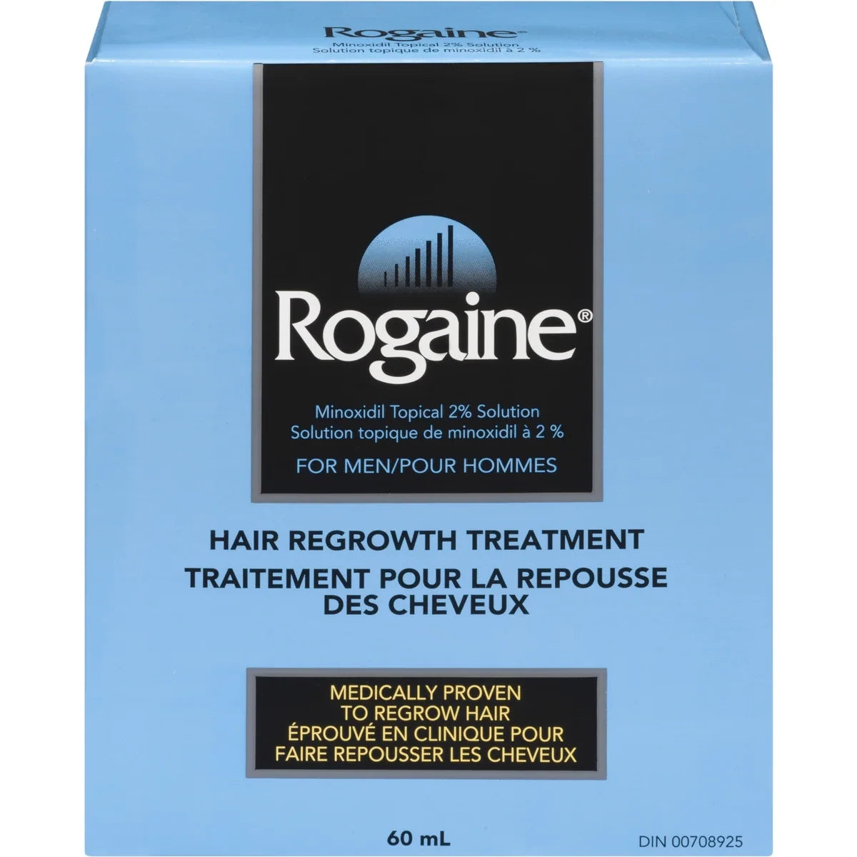 Rogaine Men's 2% Minoxidil Solution Hair Loss and Regrowth Treatment front package