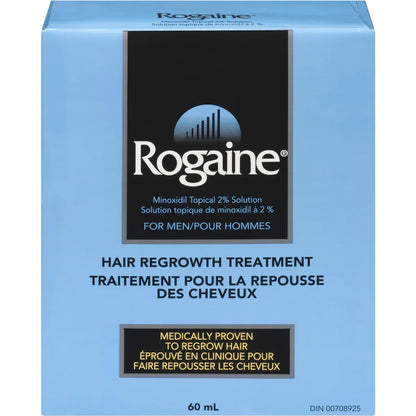 Rogaine Men's 2% Minoxidil Solution Hair Loss and Regrowth Treatment front package