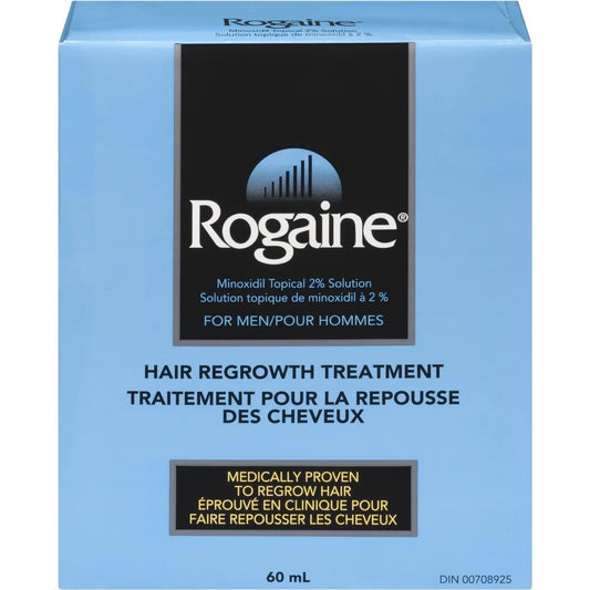Rogaine Men's 2% Minoxidil Solution Hair Loss and Regrowth Treatment front package