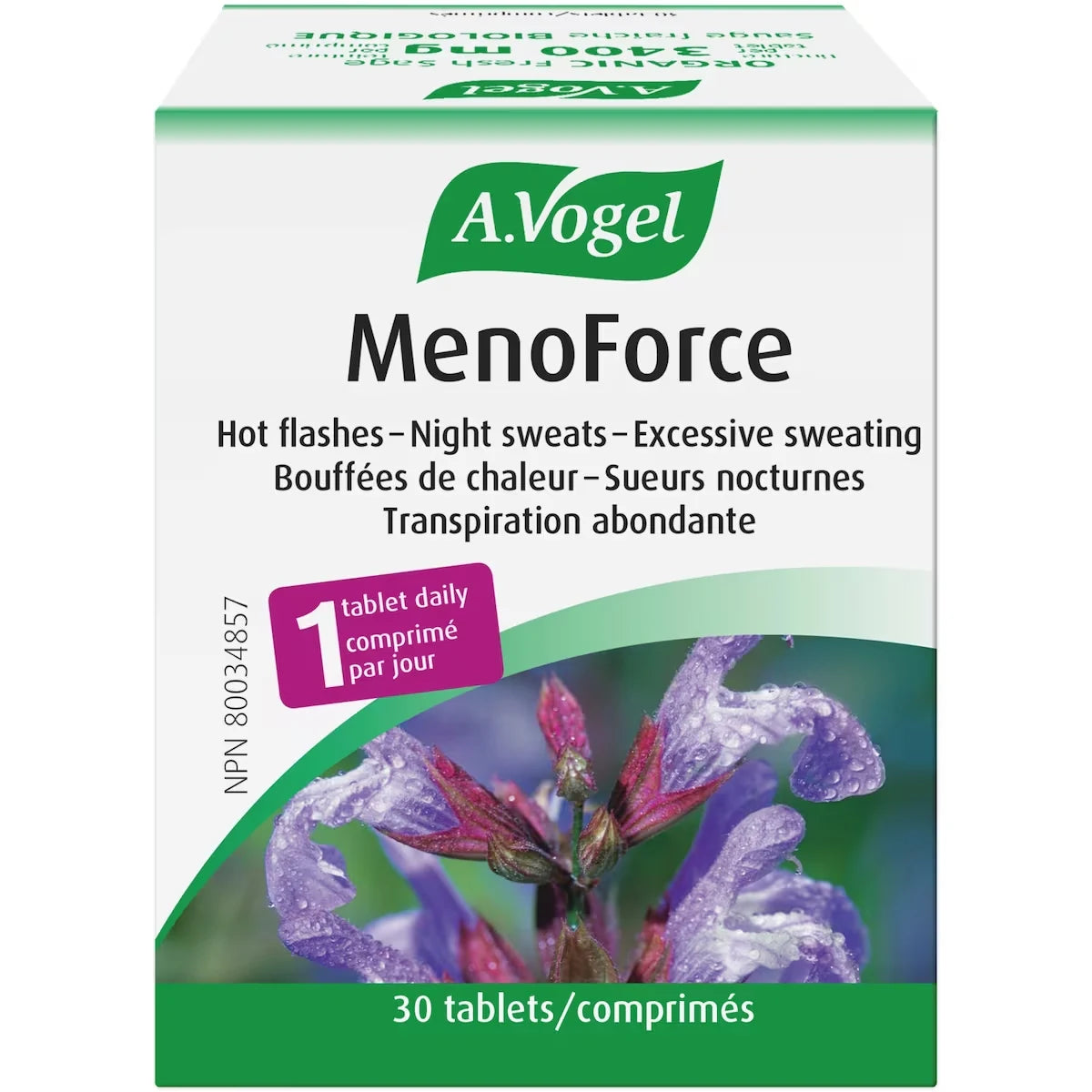 A Vogel MenoForce One-a-Day for Hot Flashes and Night Sweats front package