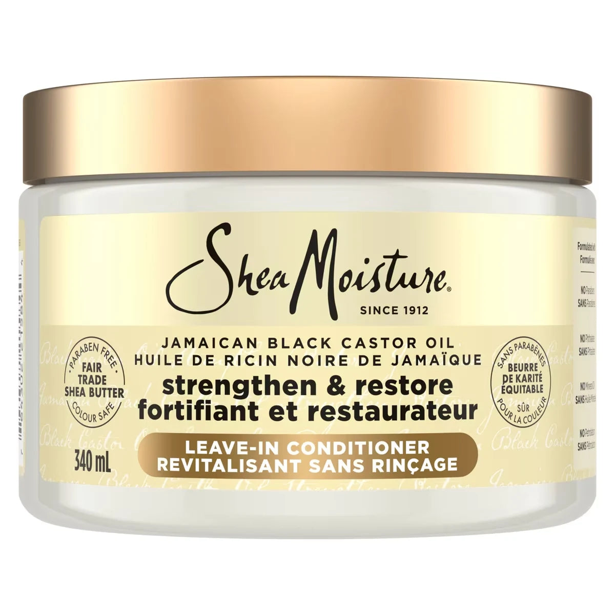 Shea Moisture Strengthen & Restore Leave-in Conditioner for dry hair Jamaican Black Castor Oil with Shea Butter front package