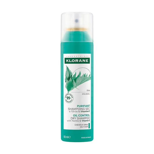Klorane Oil Control Dry Shampoo, With Nettle, Vitamin E & Natural-origin powders, Reduces excess sebum,Oily Hair front package