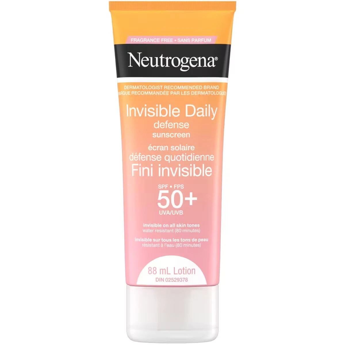 Neutrogena Invisible Daily Defense fragrance free Sunscreen Lotion Spf 50+ front package