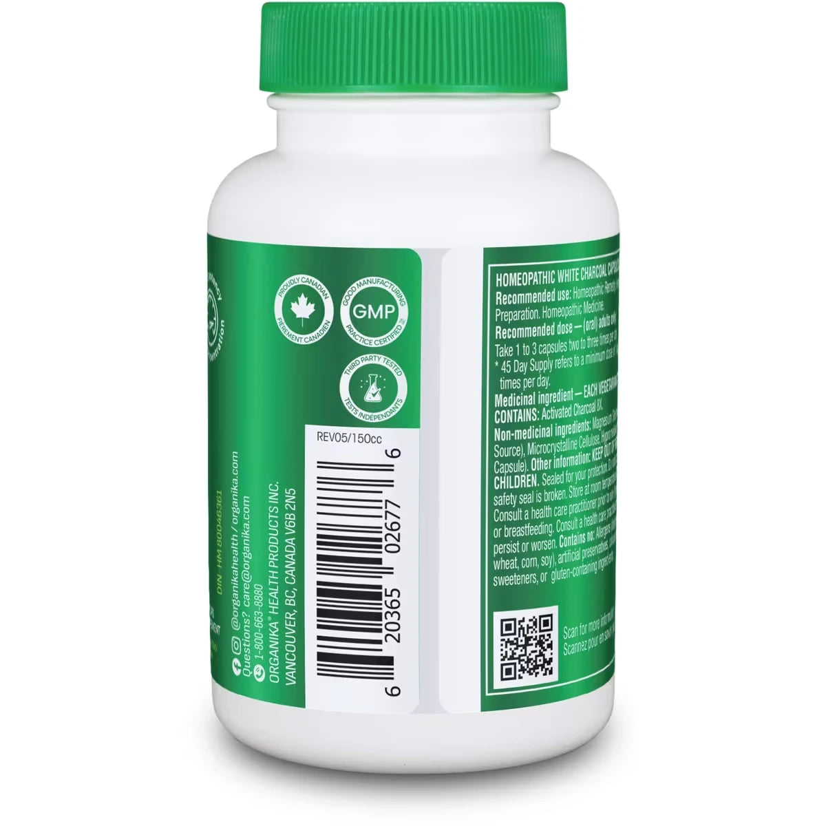 Organika Activated Charcoal Capsules 8X Homeopathic vegetarian capsule 90 capsules product detail