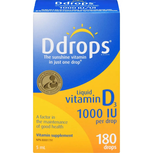 Ddrops Adults 1000 IU Vitamin D3, 180 drops 1000 IU per drop Oral liquid drops 5 mL product image