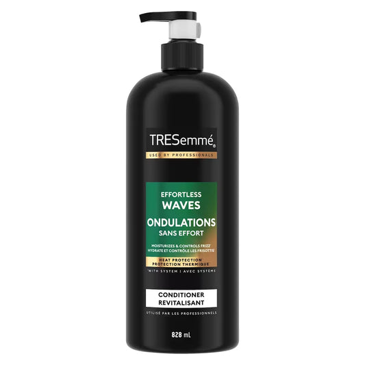TRESemmé Effortless Waves Conditioner for frizz-free and moisturized hair + Jojoba Oleo Essence formulated with Pro front package