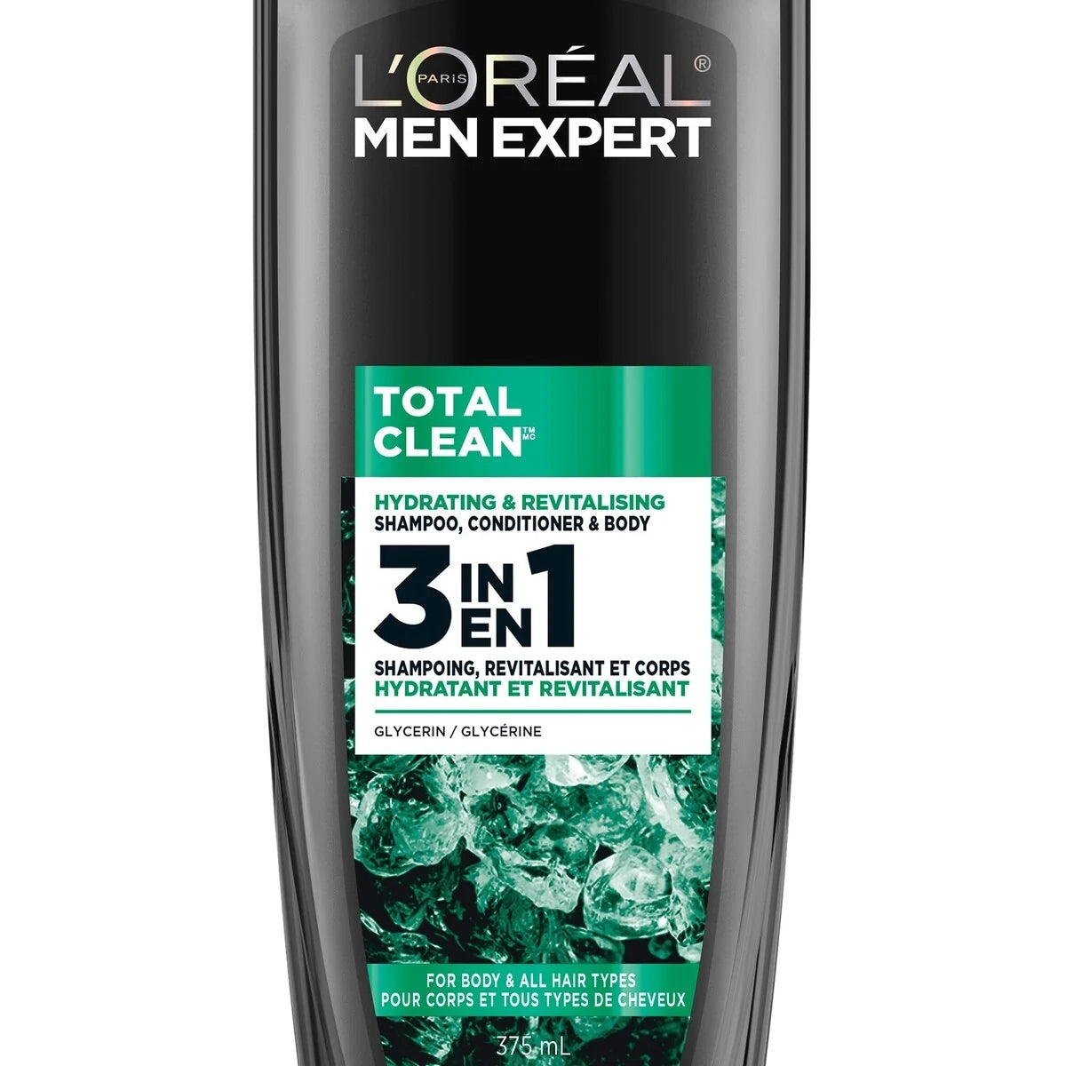 L'Oréal Paris Men Expert Total Clean 3-in-1 Shampoo, 375ml front package