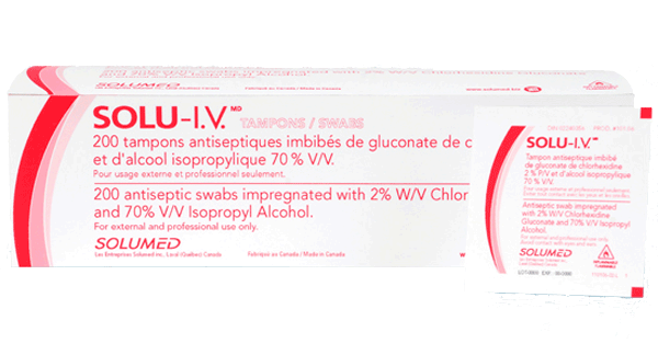 Solventum Solu-I.V. 2% Chlorhexidine Gluconate 70% Alcohol, Small Swabs. - Box of 200