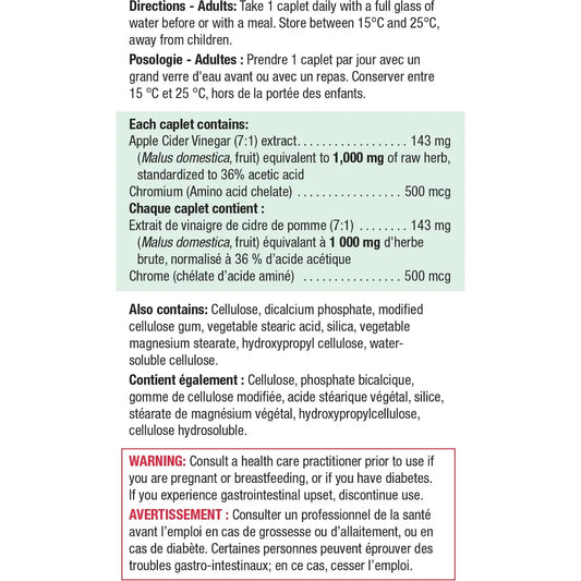 Jamieson Apple Cider Vinegar 1,000 mg + Chromium product detail