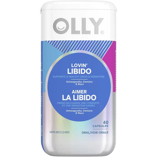 OLLY Supplement Capsules support physical aspects of drive & sensation Lovin' Libido supplements for women with front package