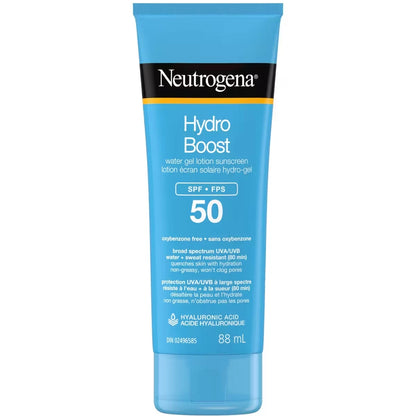 Neutrogena Hydro Boost Water Gel Lotion Sunscreen SPF 50 88 mL front package