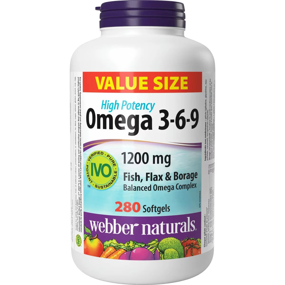 Webber Omega 3-6-9 High Potency Fish, Flax & Borage 1200 mg front package