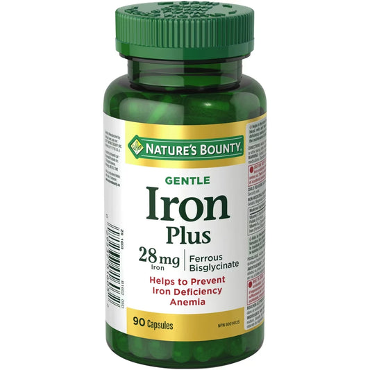 Natures Bounty Gentle Iron Supplement, Helps Prevent Iron Deficiency Anemia, 28mg front package