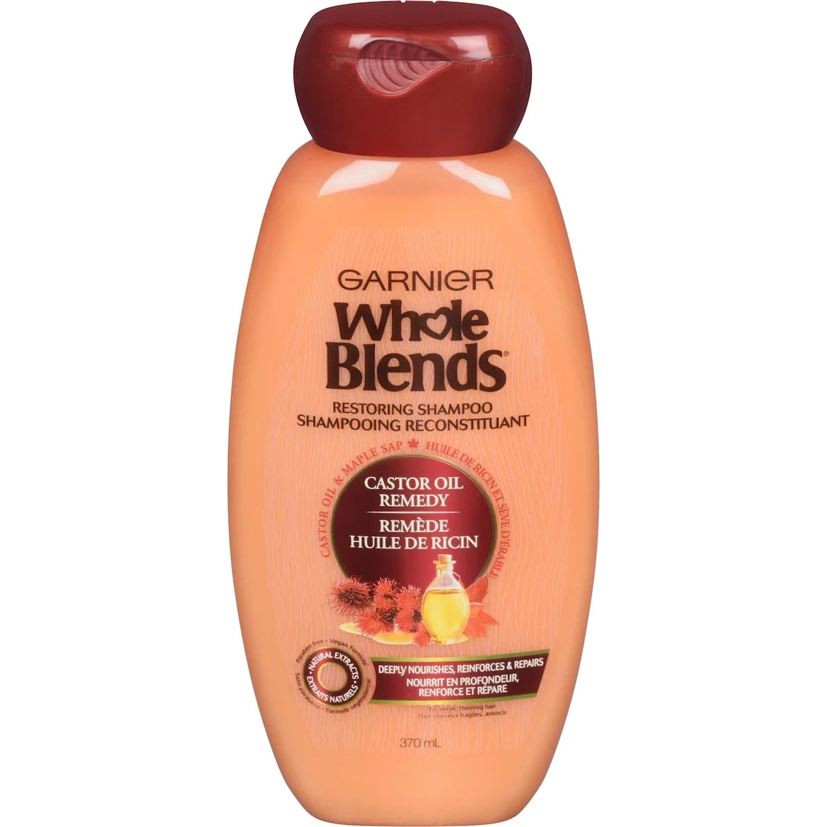 Garnier Whole Blends Castor Oil Remedy Shampoo front package