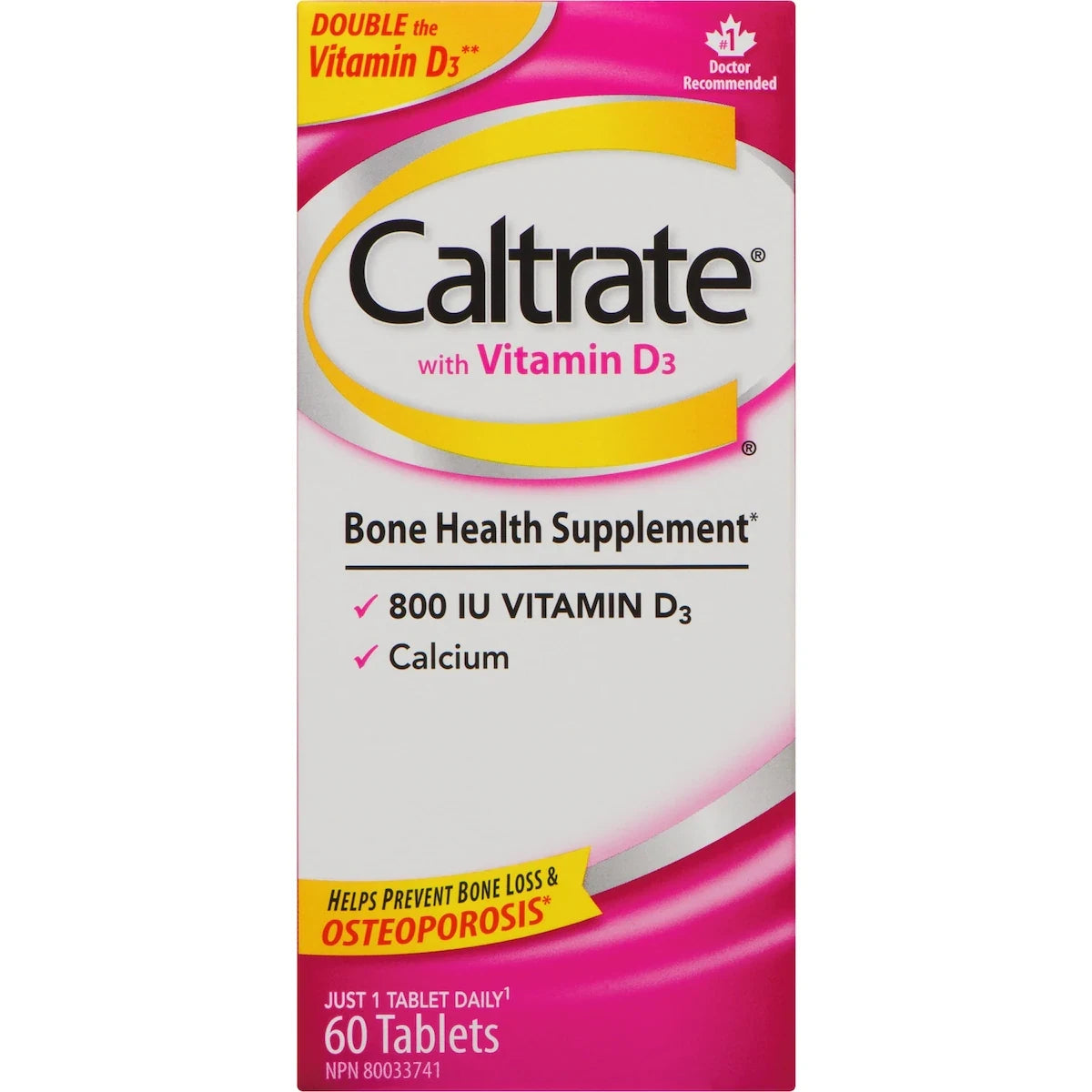 Caltrate Calcium & Vitamin D3 Bone Health Supplement Tablets, 60 Count front package