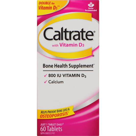Caltrate Calcium & Vitamin D3 Bone Health Supplement Tablets, 60 Count front package