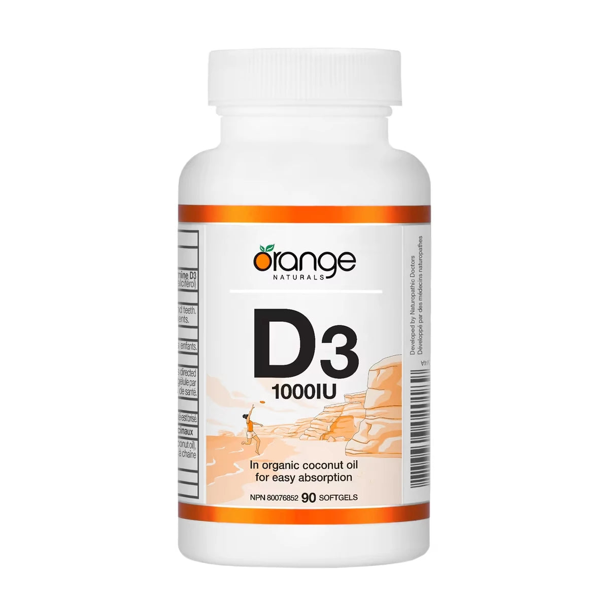 Orange Naturals D3 Softgels - organic coconut oil view 2