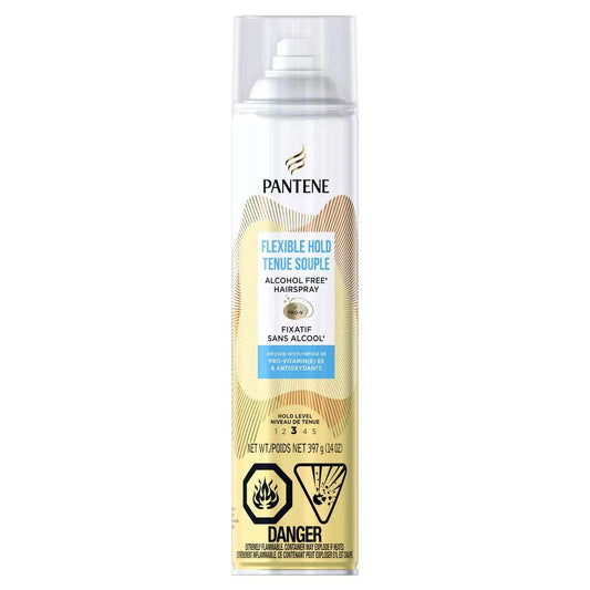 Pantene Flexible Hold Alcohol-Free Hairspray, Level 3, with Pro-Vitamin B5 and Antioxidants front package