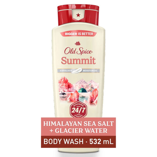 Old Spice Men's Body Wash for Men, Summit Scent, 24/7 Shower Fresh, Exfoliation + Moisturization product package