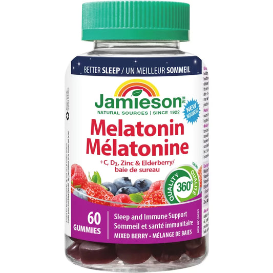 Jamieson Melatonin + Immune Support Gummies front package