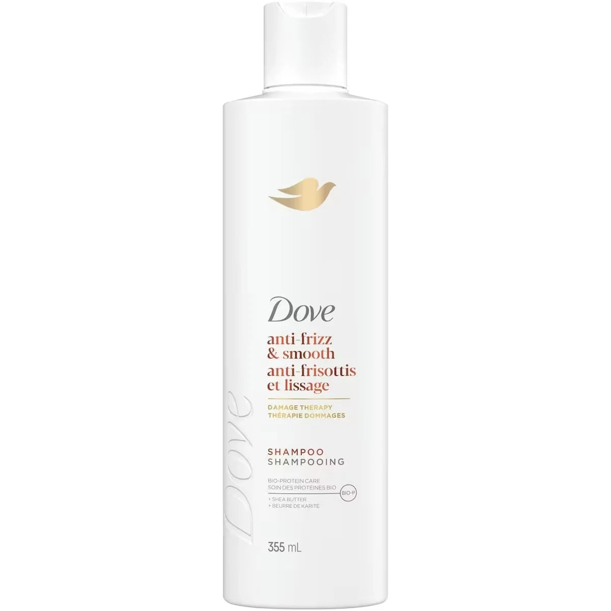 Dove Anti-Frizz & Smooth Shampoo for Frizz-Prone Hair with Liquid Bio-Protein Care 355 ML front package