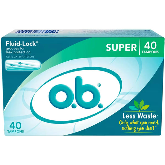 O.B Original Non-Applicator Tampons Super Absorbancy front package
