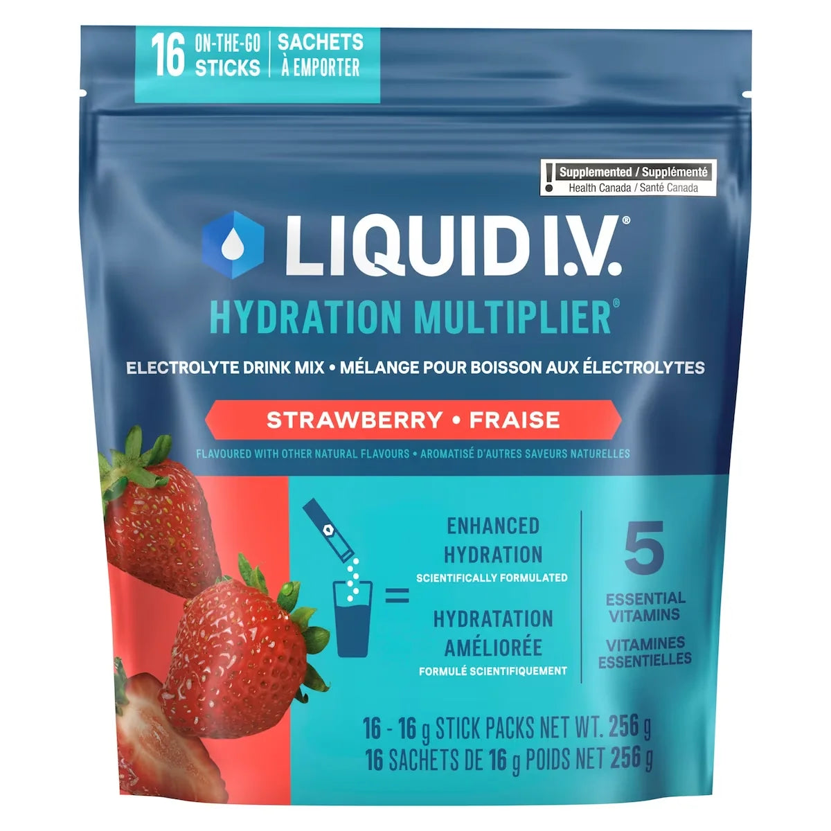 Liquid I.V Electrolyte Drink Mix Strawberry 16 CT 16 count front package