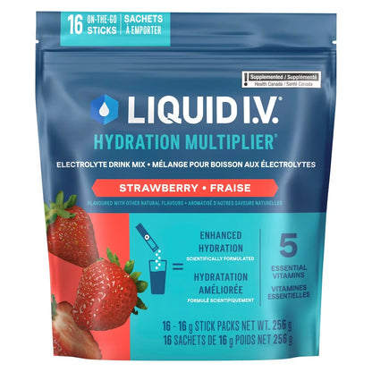 Liquid I.V Electrolyte Drink Mix Strawberry 16 CT 16 count front package