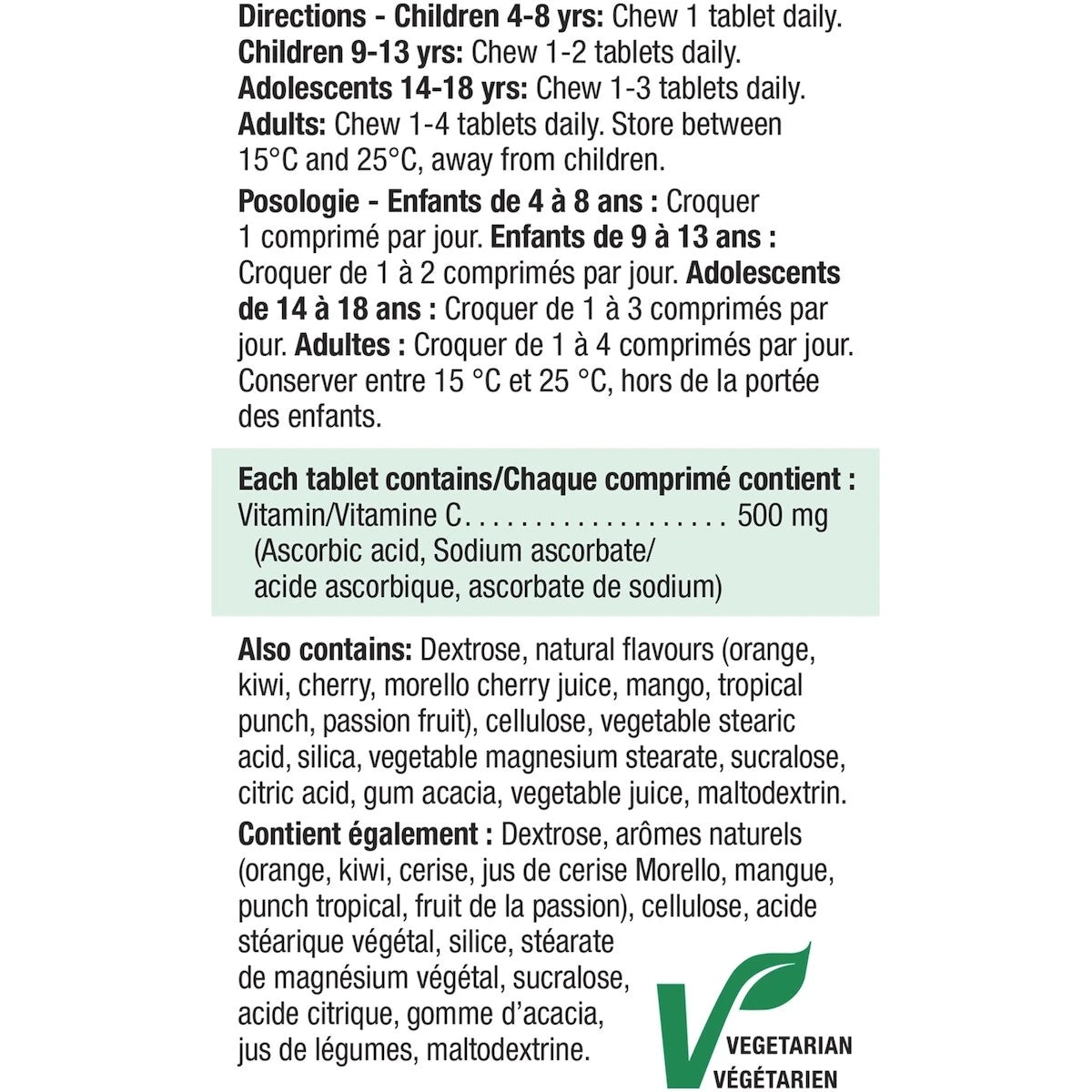 Jamieson Chewable Vitamin C 500 mg Mixed 3 Flavours product detail