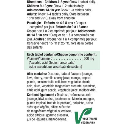 Jamieson Chewable Vitamin C 500 mg Mixed 3 Flavours product detail