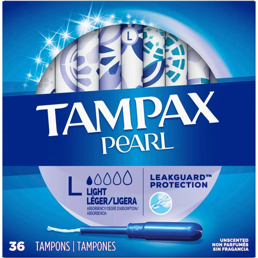 Tampax Pearl Tampons, Light Absorbency with LeakGuard Braid, Unscented, 36 Count product detail