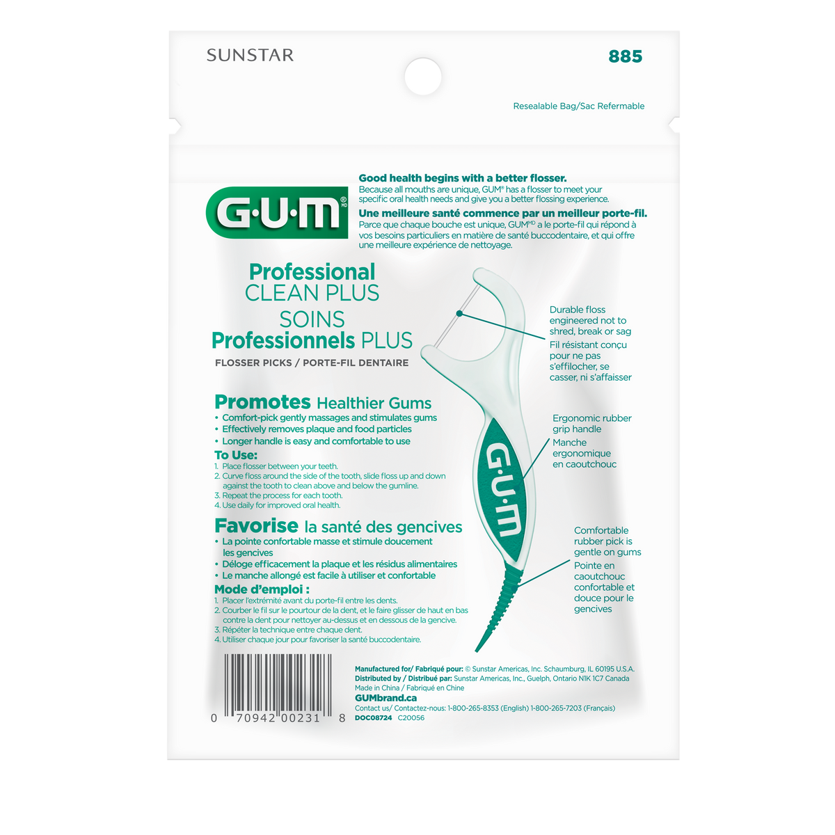 GUM DualTechnique 2-IN-1 Flossers, Fresh Mint, 50 count