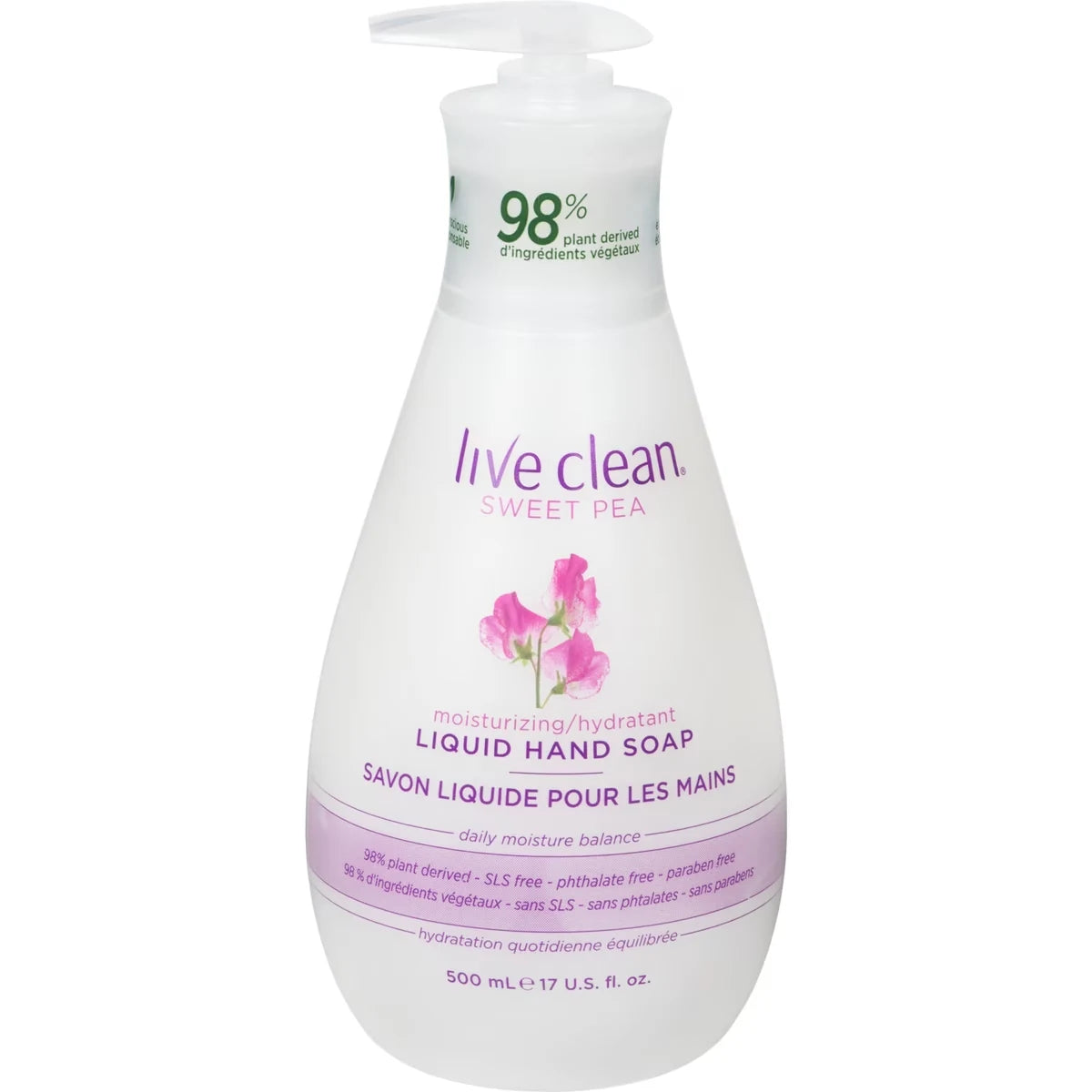 Live Clean Sweet Pea Moisturizing Liquid Hand Soap front package