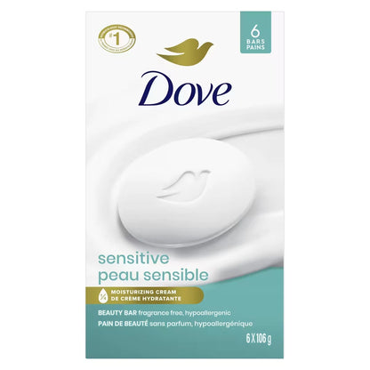Dove Beauty Bar for Sensitive Skin Care 106 g 6 count front package