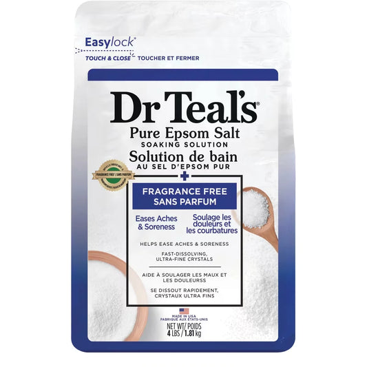Dr Teal's Pure Epsom Salt Soak, Fragrance Free front package